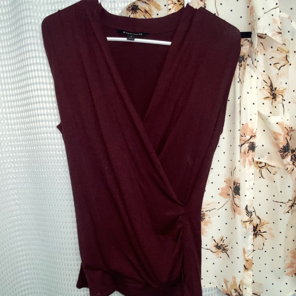 41 Hawthorn Deep Burgundy Wrap Blouse
